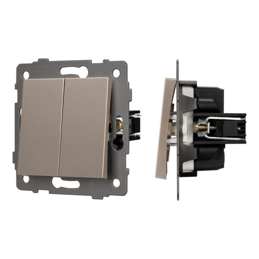 Arlight Механизм выключателя двухклавишный непроходной SWT-MK02-PL-GD-V (250V, 10A) (-)