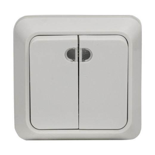 EKF PROxima Рим Выключатель 2-клавишный с индикатором 10А белый