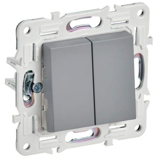 IEK SKANDY Серый Выключатель 2-клавишный перекрестный 10А SK-V06Gr