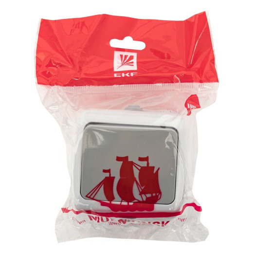 EKF PROxima Мурманск Выключатель проходной 1-клавишный 10А IP54 серый