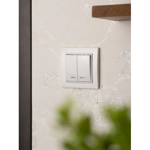 EKF Basic Минск Белый Выключатель 2-кл с индикатором, 10А, СП