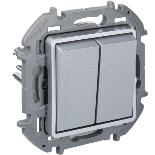 Legrand/Daccord INSPIRIA Алюминий Переключатель двухклавишный 10 AX - 250 В