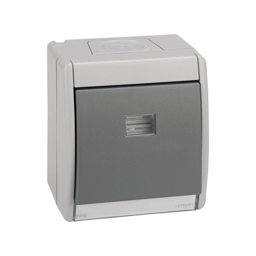 Simon 44 Aqua Серая Рамка с клавишей, с окном подсветки