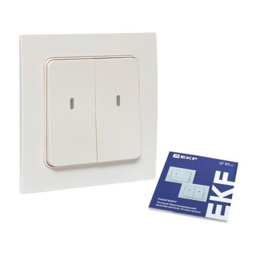 EKF Connect Умный беспроводной выключатель Стокгольм 2-кл. белый Zigbee