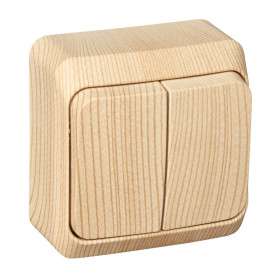 Systeme Electric Этюд наруж Дача Сосна Выключатель 2-клавишный (сх. 5)