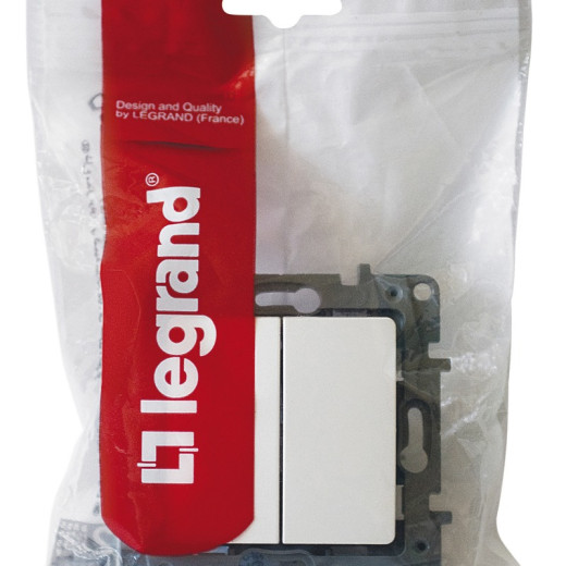 Legrand Etika Белый Переключатель 2-клавишный, 10А, Автоматические клеммы