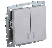 IEK BRITE BASE Алюминий Выключ. 2-кл с индик 10А ВС10-2-1-БрА