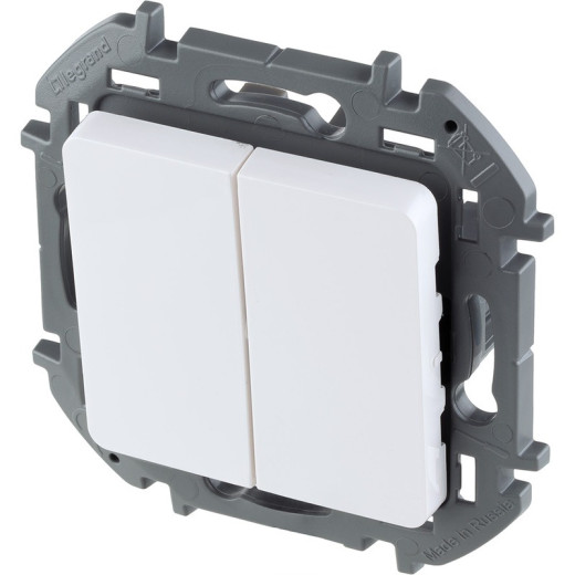 Legrand/Daccord INSPIRIA Белый Выключатель двухклавишный 10 AX - 250 В