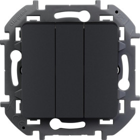 Legrand/Daccord INSPIRIA Антрацит Выключатель трехклавишный 10 AX - 250 В
