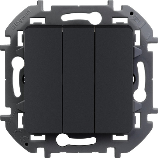 Legrand/Daccord INSPIRIA Антрацит Выключатель трехклавишный 10 AX - 250 В