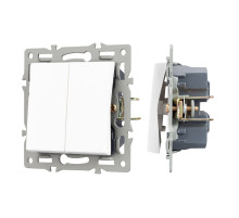 Механизм выключателя двухклавишный непроходной SWT-MK02-PL-WH (250V, 16A) (Arlight, -)