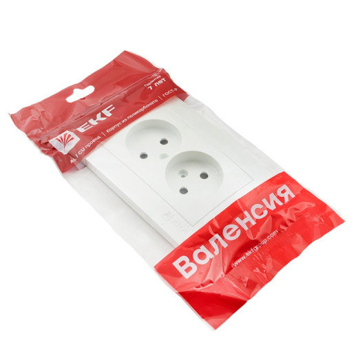 EKF PROxima Валенсия лицевая панель розетка 2-местной б/з 10А жемчуг с защ. штор.