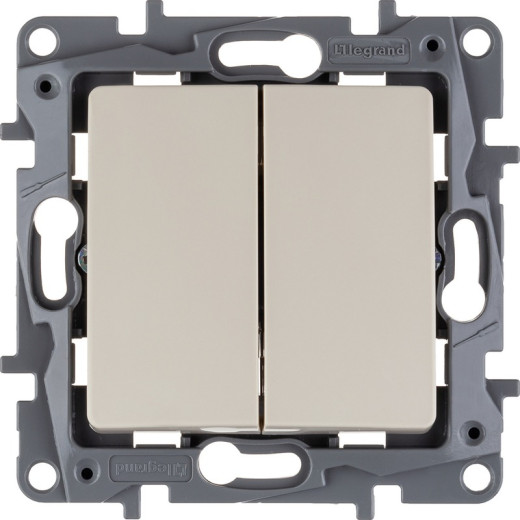 Legrand Etika Слоновая кость Выключатель 2-х клавишный, 10А, Винтовые клеммы