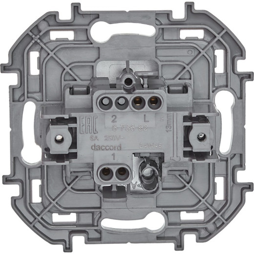Legrand/Daccord INSPIRIA Алюминий Переключатель без фиксации (кнопка) с Н.О./Н.З. контактом 6 A - 250 В