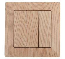 Intro 4-106-11 Выключатель тройной, 10А-250В, СУ, Solo, сосна (10/200/2400)