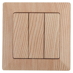 Intro 4-106-11 Выключатель тройной, 10А-250В, СУ, Solo, сосна (10/200/2400)