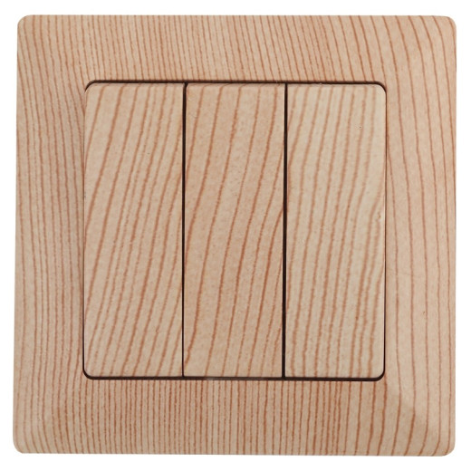 Intro 4-106-11 Выключатель тройной, 10А-250В, СУ, Solo, сосна (10/200/2400)