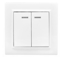 EKF Basic Минск Белый Выключатель 2-кл с индикатором, 10А, СП