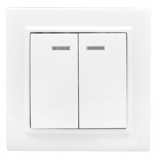 EKF Basic Минск Белый Выключатель 2-кл с индикатором, 10А, СП