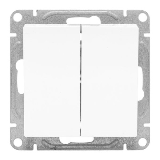 EKF Эпика Механизм выключателя, двухклавишный, проходной, белый