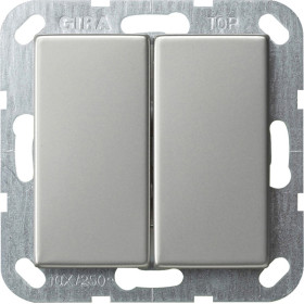 Gira S-55 Сталь Выключатель двухклавишный с самовозвратом 10А 250В, вертикальный