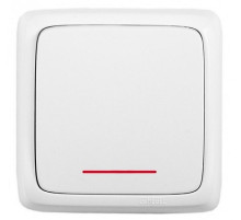 Hegel Альфа наруж Белый ВА16-164 Переключатель 1-клавишный с индикацией, с изол. пластиной