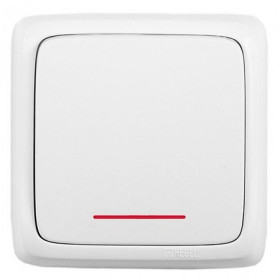 Hegel Альфа наруж Белый ВА16-164 Переключатель 1-клавишный с индикацией, с изол. пластиной