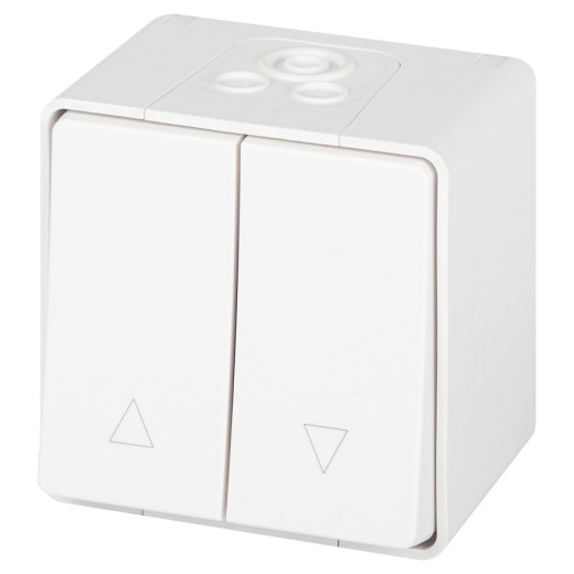 Переключатель ЭРА Эксперт 11-1508-01 для жалюзи кнопочный IP55 10АХ-250В ОУ белый