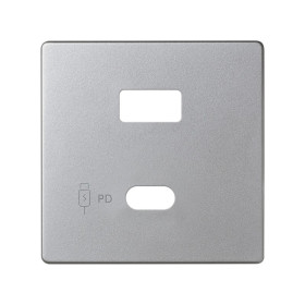 Simon S82 Detail Накладка для зарядного устройства USB A+C цвета холодный алюминий