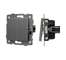 Arlight Механизм выключателя двухклавишный проходной SWT-MKP2-PL-GR-V (250V, 10A) (-)
