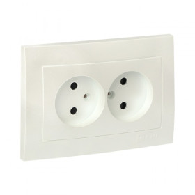 EKF PROxima Валенсия лицевая панель розетка 2-местной б/з 10А жемчуг с защ. штор.