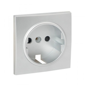 EKF PROxima Валенсия лицевая панель розетки 1-местной с/з 16А сталь с защ. штор.