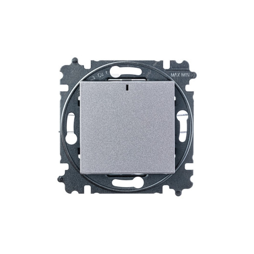 ABB EPJ Levit серебро / дымчатый чёрный Переключатель 1-кл, с ориент, подсветкой