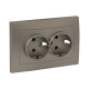 EKF PROxima Валенсия лицевая панель розетки 2-местной с/з 16А кашемир с защ. штор.