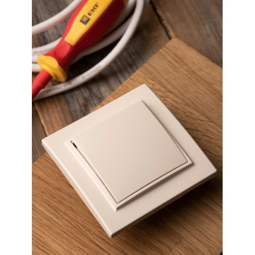 EKF Basic Минск Бежевый Выключатель 1-кл, 10А, СП