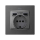 Simon S82 Графит Накладка для розетки Schuko с зарядным устройством 2хUSB