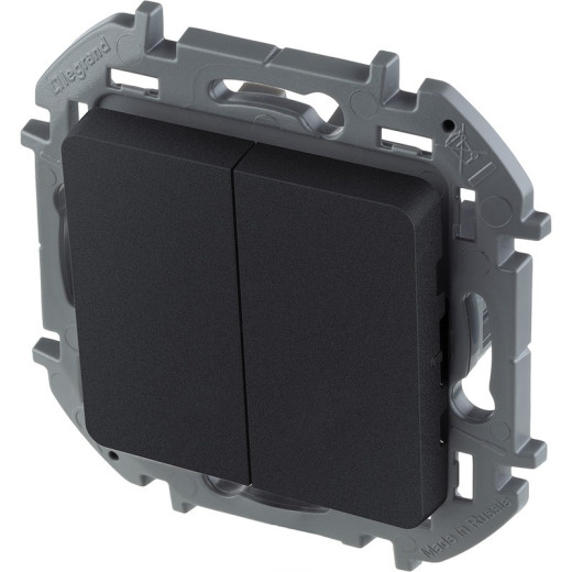 Legrand/Daccord INSPIRIA Антрацит Выключатель двухклавишный 10 AX - 250 В