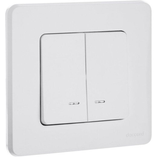Legrand/Daccord INSPIRIA Белый Выключатель двухклавишный с подсветкой/индикацией 10 AX - 250 В