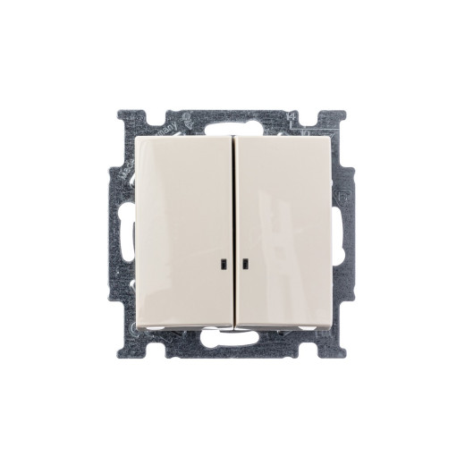 ABB BJB Basic 55 Беж Выключатель 2-клавишный с подсветкой