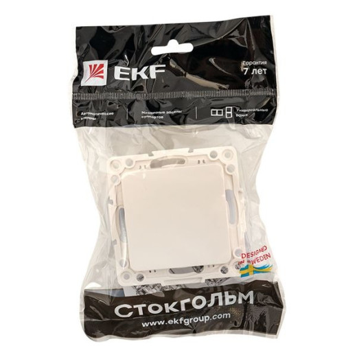 EKF PROxima Стокгольм Белый Выключатель 1-кл, 10А, винт.клеммы