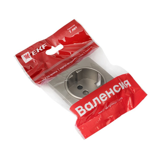 EKF PROxima Валенсия лицевая панель розетки 1-местной с/з 16А кашемир с защ. штор.