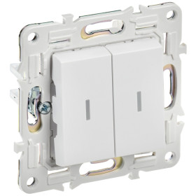 IEK SKANDY Арктический белый Выключатель 2-клавишный с индикацией 10А SK-V09W