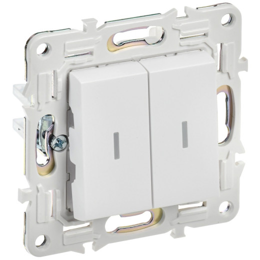 IEK SKANDY Арктический белый Выключатель 2-клавишный с индикацией 10А SK-V09W