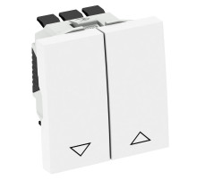 OBO Bettermann Выключатель для рольставней двухклавишный 1-полюс 10A 250В 1 модуль Modul45, 45х45мм белый.