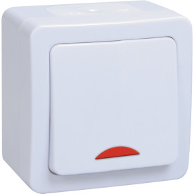 IEK GERMES PLUS ВС20-1-1-ГПБ Выключатель 1кл с инд о/у IP54 (цвет клавиш: белый)