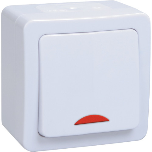IEK GERMES PLUS ВС20-1-1-ГПБ Выключатель 1кл с инд о/у IP54 (цвет клавиш: белый)