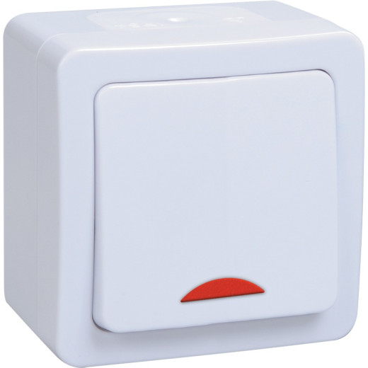IEK GERMES PLUS ВС20-1-1-ГПБ Выключатель 1кл с инд о/у IP54 (цвет клавиш: белый)