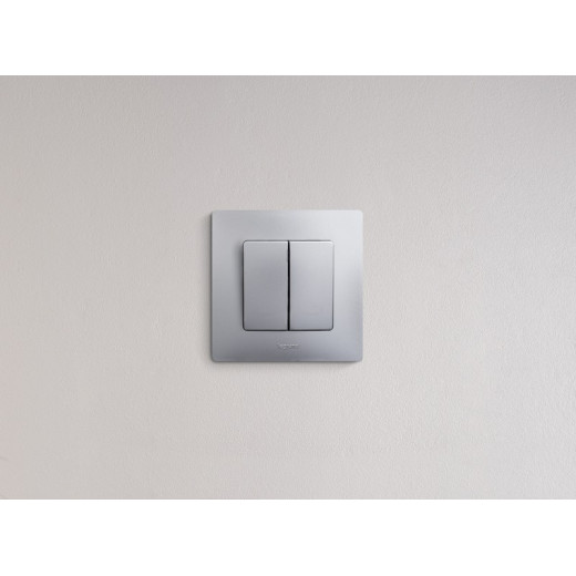 Legrand Etika Алюминий Выключатель 2-клавишный, автоматические клеммы, 10 AX, 250 В