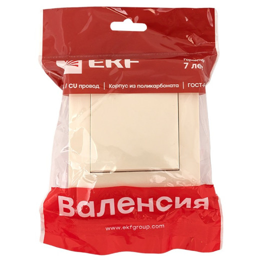 EKF Валенсия выключатель 1-кл. 10А кремовый перекрестный