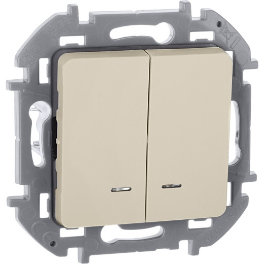 Legrand/Daccord INSPIRIA Слоновая кость Выключатель двухклавишный с подсветкой/индикацией 10 AX - 250 В